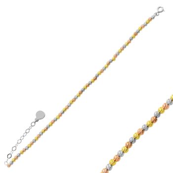 Handmade Beaded Three Color Sterling Silver Bracelet, 4 of 5