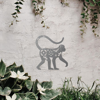 Floral Monkey Metal Wall Art For Garden And Home Decor Gift, 7 of 10