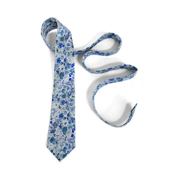 Ditsy Blue Silk Tie For Men, Pocket Square, Cufflinks, 2 of 8