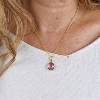 Gold Plated Colour Changing Alexandrite Charm Necklace, 2 of 4