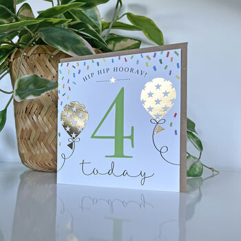 Balloon Brights 4th Birthday Card, 2 of 2