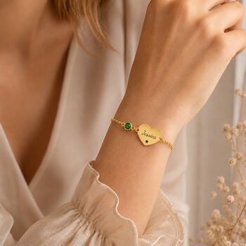 Personalised Heart Charm Bracelet With Engrave Name Symbols, 8 of 12