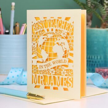 Personalised Papercut Best Teacher In The World Card, 6 of 7