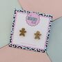 Gold Gingerbread Christmas Stud Resin Earrings, thumbnail 2 of 4