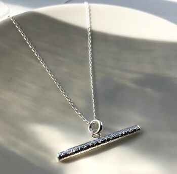 Delicate Textured T Bar Necklace, 7 of 11