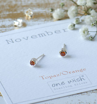 November Dainty Birthstone Sterling Silver Studs, 2 of 12