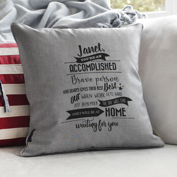 Personalised Waiting For You At Home Cushion, 2 of 4