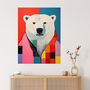Precious Polar Bear Fun Bright Colourful Wall Art Print, thumbnail 1 of 6