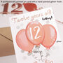 Personalised Rose Gold Balloons Age Birthday Card, thumbnail 5 of 9