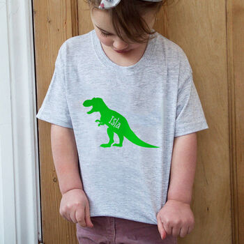 Personalised Kids Children's Dinosaur T Shirt, 2 of 9