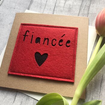 Fiancé / Fiancée Felt Anniversary/Birthday Card, 2 of 2