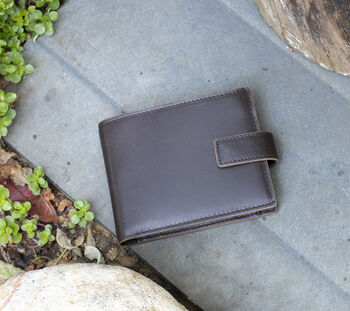 Men's Luxury Brown Leather Wallet Notecase Design Rfid Safe Personalised, 2 of 6