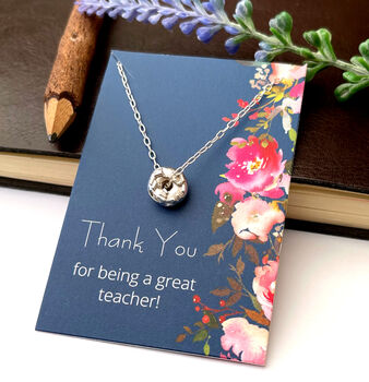 Thank You Teacher Sterling Silver Mini Doughnut Necklace, 10 of 12