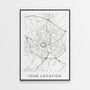 Custom Map Print Of Any Location City, Town Or Village, thumbnail 1 of 4