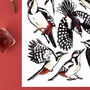 Woodpeckers Wildlife Watercolour Postcard, thumbnail 3 of 8