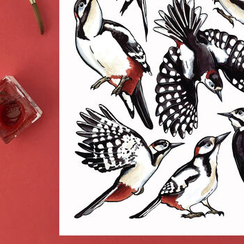 Woodpeckers Wildlife Watercolour Postcard, 3 of 8