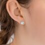 Dainty Rainbow Moonstone Stud Earrings, thumbnail 2 of 7