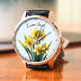Personalised Wrist Watch With Floral Daffodil Design, thumbnail 1 of 3