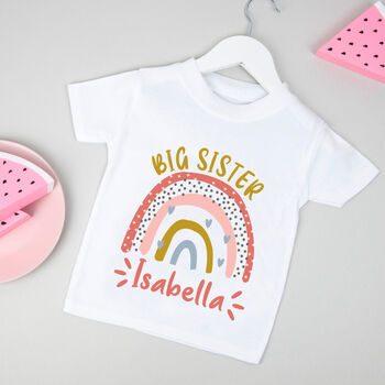 Personalised Rainbow Big Sister Brother Top / T Shirt, 3 of 10