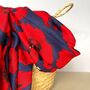 Bold Red Poppy Print Frayed Scarf In Navy Blue, thumbnail 2 of 3