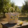 Embroidered Lemon Drawstring Summer Beach Bag, thumbnail 6 of 9