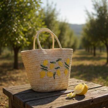 Embroidered Lemon Drawstring Summer Beach Bag, 6 of 9