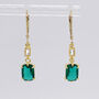 Emerald Green Deco Droplet Leverback Earrings, thumbnail 1 of 4