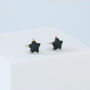 Sterling Silver Gold Tipped Black Star Stud Earrings, thumbnail 3 of 4