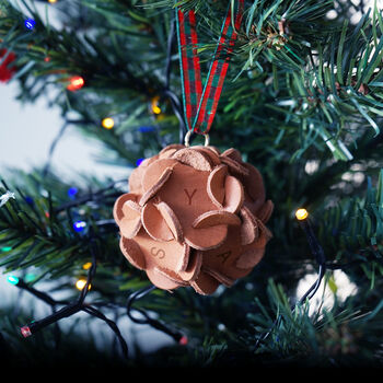 Personalised Amber Christmas Bauble For Family Initials, 2 of 4