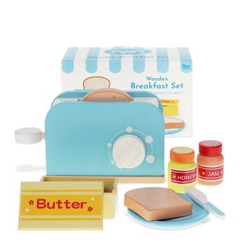 Wooden Toy Breakfast Toaster Playset, 5 of 6