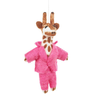 Handmade Felt Gregory Giraffe Hanging Decoration, 2 of 12