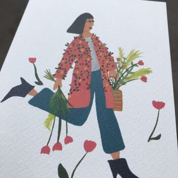 Flower Shopping Greetings Card, 3 of 8