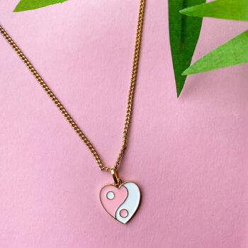 Pink Yin Yang 90s Heart Necklace, 4 of 5