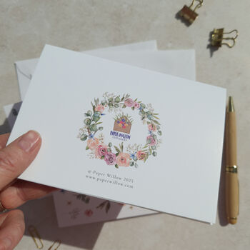 Blush Pink Roses, Gypsophila And Eucalyptus Thank You Cards, 6 of 8