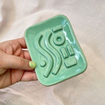 Geometric Mint Ceramic Soap Dish, 2 of 2