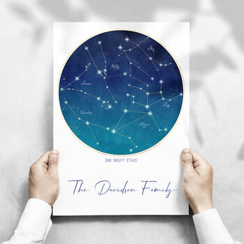 Personalised Family Constellation Watercolour Print, 6 of 9