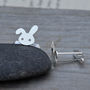 Bunny Rabbit Cufflinks In Sterling Silver, thumbnail 3 of 4