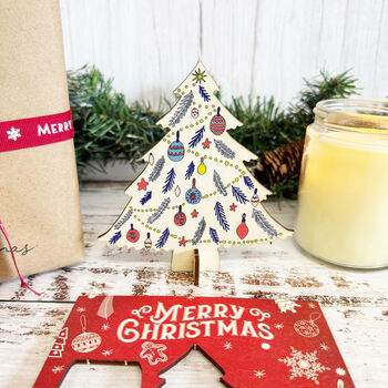 Personalised Red Birch Christmas Tree Keepsake Card And Decoration, 3 of 5