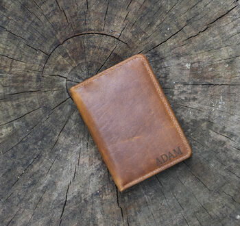 Personalised Tan Leather Card Holder – Slim Rfid Wallet, 9 of 9