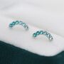 Ombre Emerald Green Cz Curved Bar Stud Earrings, thumbnail 1 of 11