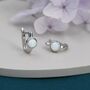 Sterling Silver White Opal Huggie Hoop Earrings, thumbnail 4 of 11