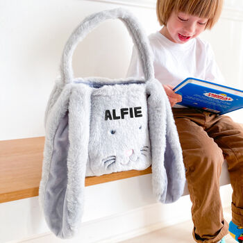 Personalised Fluffy Long Ear Easter Egg Hunt Basket, 5 of 9