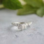 Elder Leaf Crown Silver Wishbone Ring, thumbnail 2 of 9