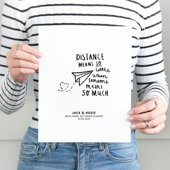 Personalised 'Distance Means So Little' Print, 2 of 4