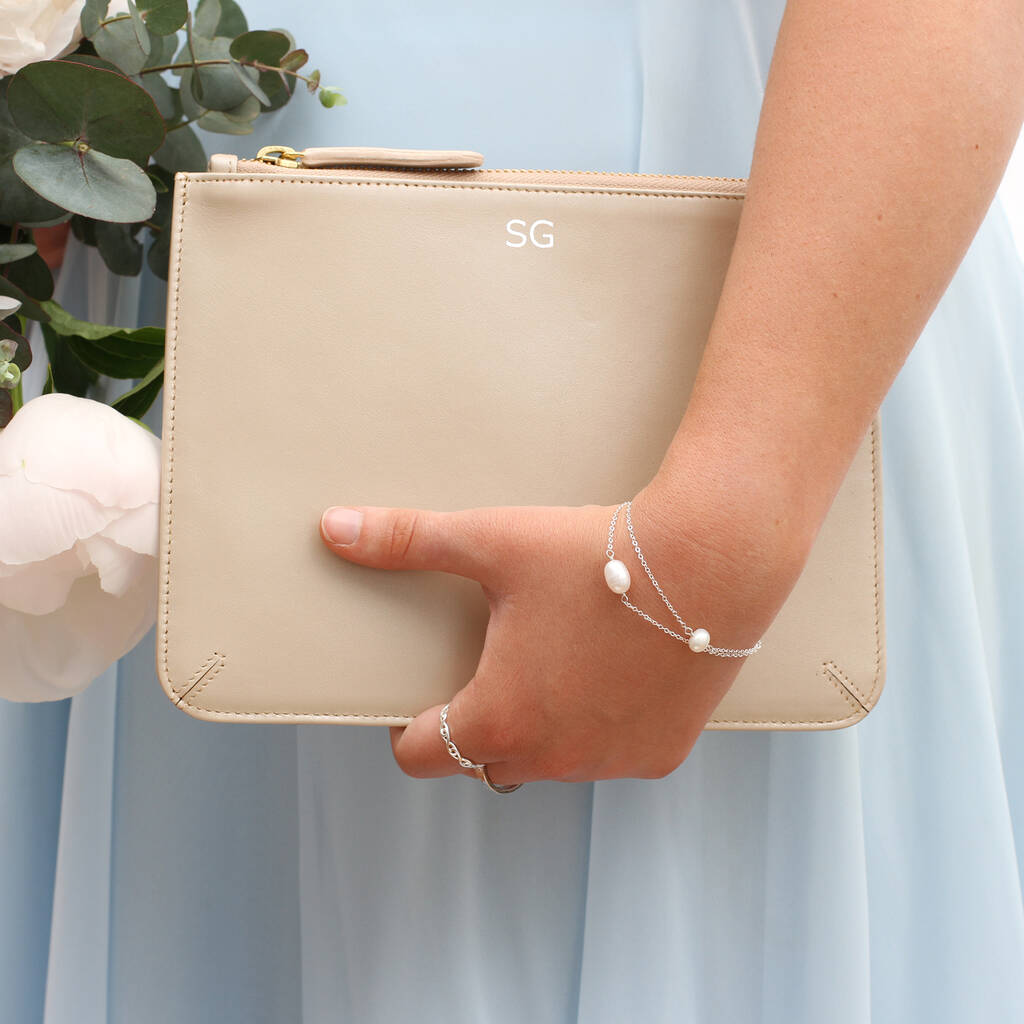 Bridesmaid Personalised Leather Clutch Bag, 1 of 5