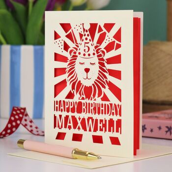 Personalised Papercut Lion Birthday Card, 3 of 6