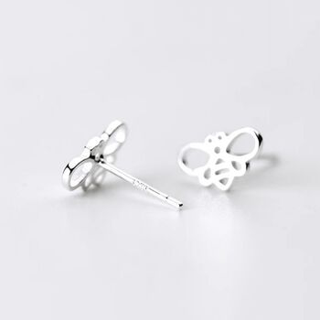 Sterling Silver Little Bee Stud Earrings, 2 of 4