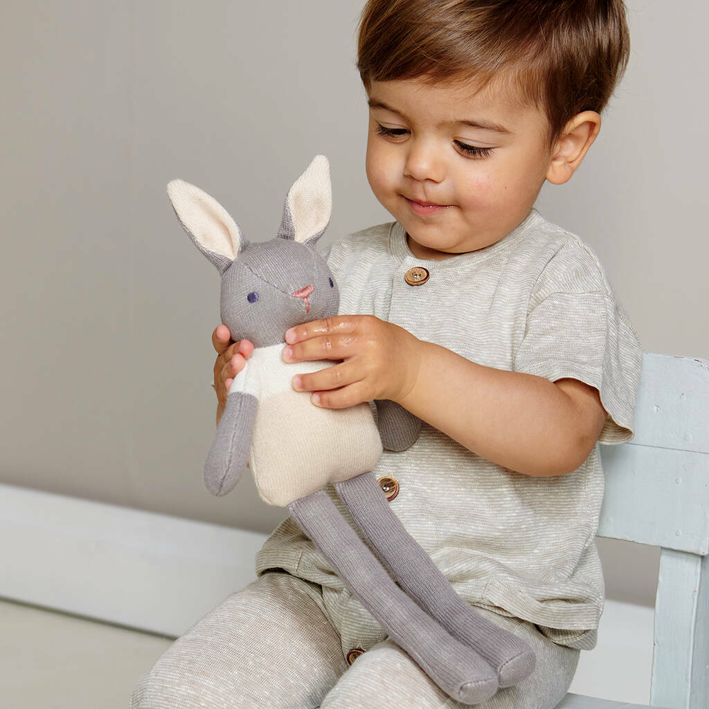 Organic Cotton Bunny Soft Toy Grey By Alice Frederick
