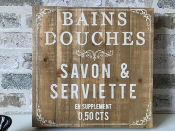 French Bathroom Sign Wooden Wc Plaque French Home Décor, 7 of 7