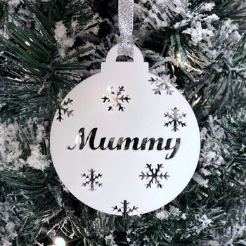 Personalised Name With Snowflakes Christmas Bauble, 10 of 12